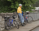 Mark pissed off about the weather - we biked over 40 miles that day, mostly in pouring rain and wind.