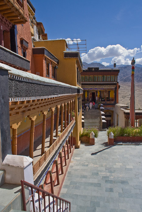 Looking across courtyard to another sanctuary that houses a huge Buddha statue