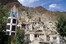 Additional buildings of the gompa built into the face of the mountain