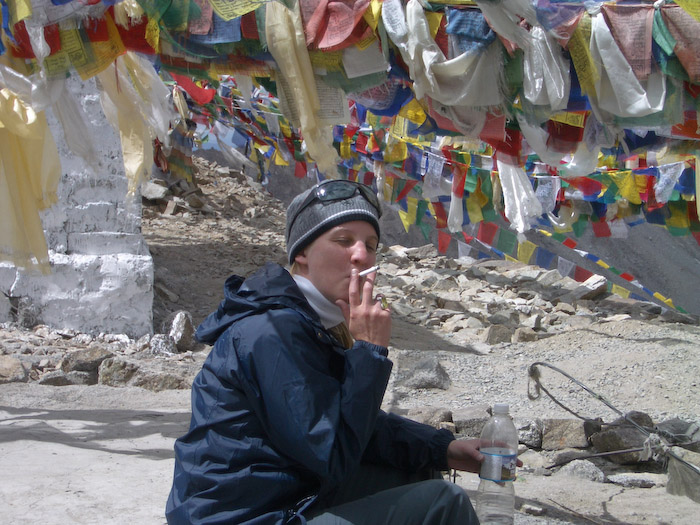 Vanessa remains undaunted by the lack of oxygen at this altitude.