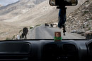 The first 25 k of the 39k to the pass is paved - note photo of Dalai Lama (in every car)