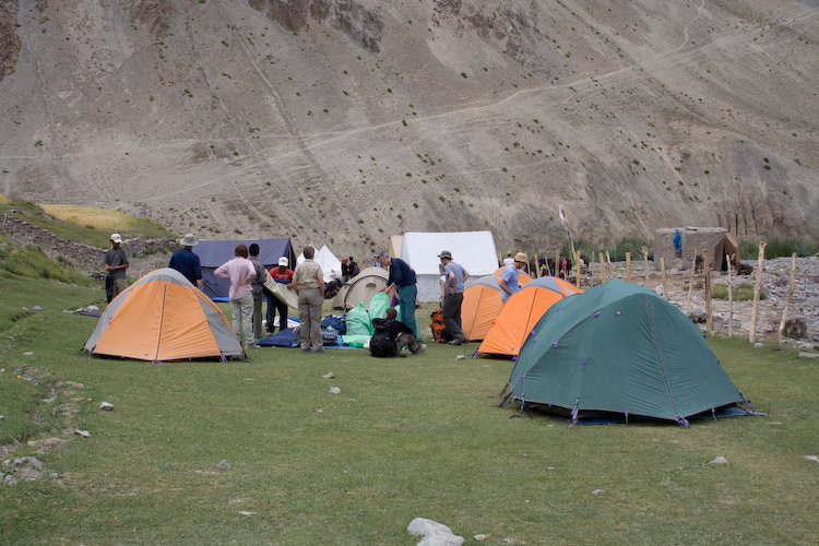 First camp - 3800 m - 11,100 ft - getting sorted.