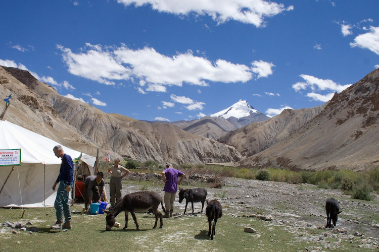 Another parachute tent - time for a break! Kang Yatze in the background.