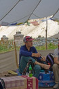 Repairing feet at a break.